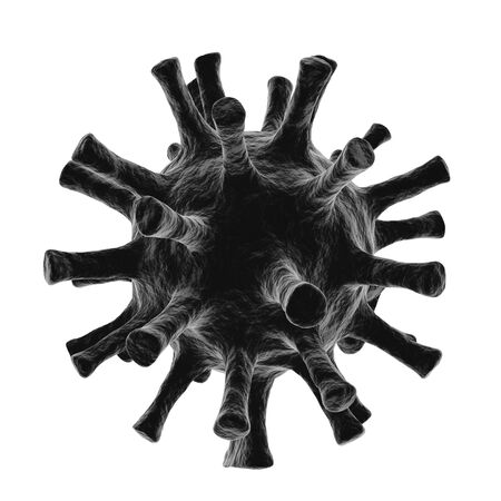 Coronavirus 2019 or COVID-19 virus disease 3d illustration background dangerous flu strain pandemic microscope virus close up isolated on whiteの写真素材