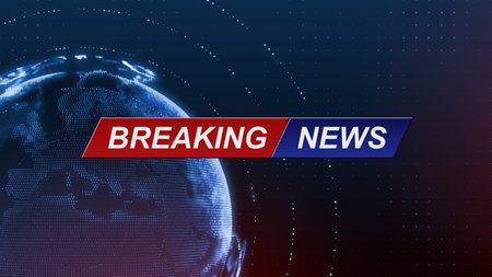global earth rotating digital world breaking news Studio Background for news report and breaking...