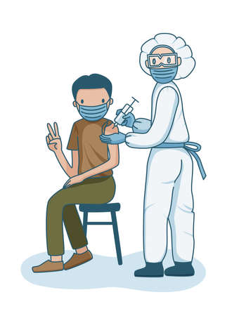 Get a Jab   vaccination vector illustrationのイラスト素材