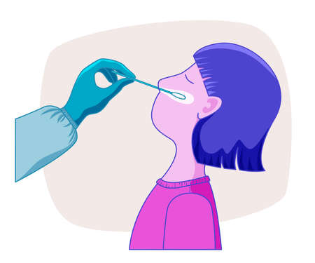 Nasal swab test vector illustration in color versionのイラスト素材