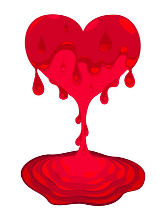 A red melting heart vector illustration in color versionのイラスト素材