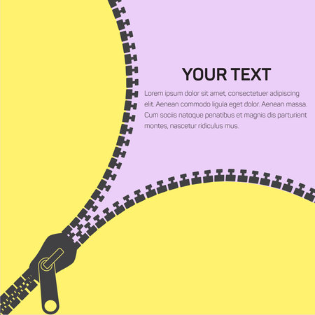 Zipper banner template. Open zipper. Empty poster for your design. Vector illustration.のイラスト素材