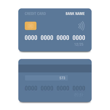 Credit card icon front and back. Realistic credit card with blank surface for you design. Business and finance concept. Vectorのイラスト素材