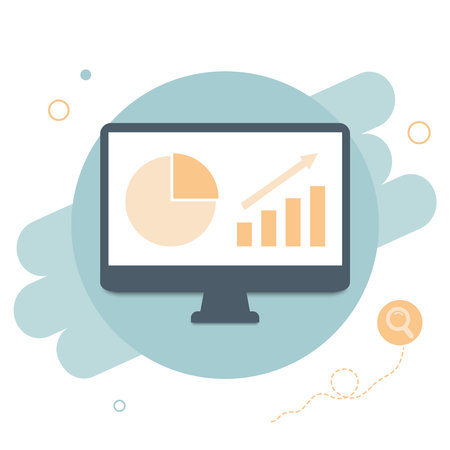 Modern flat design for analysis website banner. Vector illustration concept for business analysis, market research, product testing, data analysisのイラスト素材