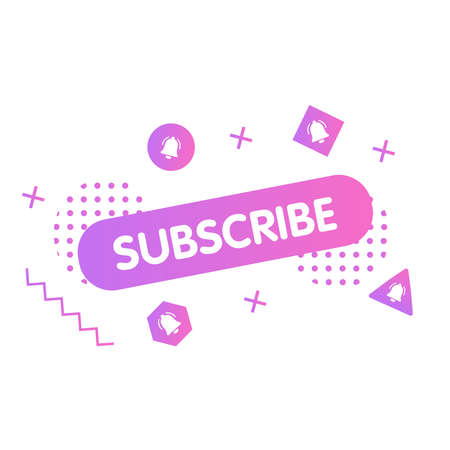 Abstract subscribe, bell button. Red button subscribe. Blog. Social media background. Marketing. Vectorのイラスト素材