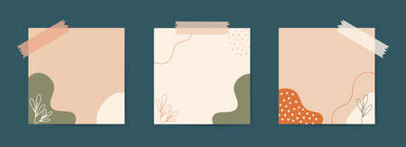 Set of abstract art note paper sticker. Hand drawn various shapes and doodle objects. Trendy contemporary design perfect for prints, flyers, banners, brochure and more.のイラスト素材