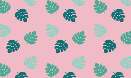 Seamless Pattern with Green Monstera tropical leaf.のイラスト素材