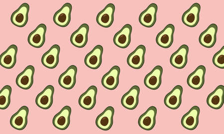 Vector seamless pattern with avocado. Tropical background with exotic fruit.のイラスト素材