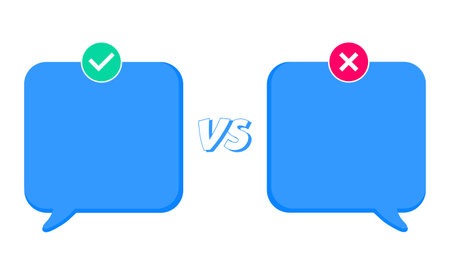 Facts vs myths versus battle background with check mark and cross mark icon. Concept of thorough fact-checking or easy compare evidence. Vector illustrationのイラスト素材
