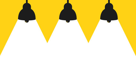 Lamp illumination vector advertising poster illustration with copy space for text, flat style template for banner, background or wallpaperのイラスト素材