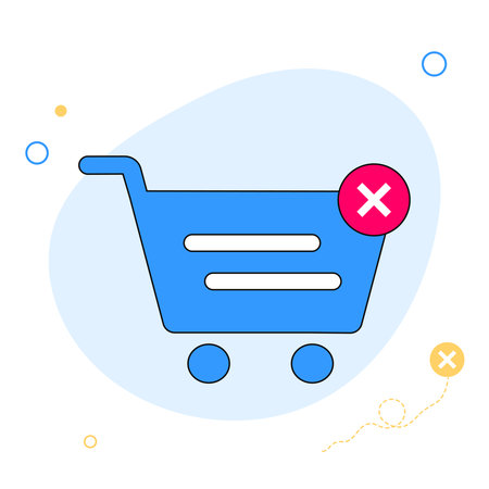 Shopping cart with cross mark. Wireless paymant icon. Shopping bag. Failure paymant sign. Online shopping. Vectorのイラスト素材
