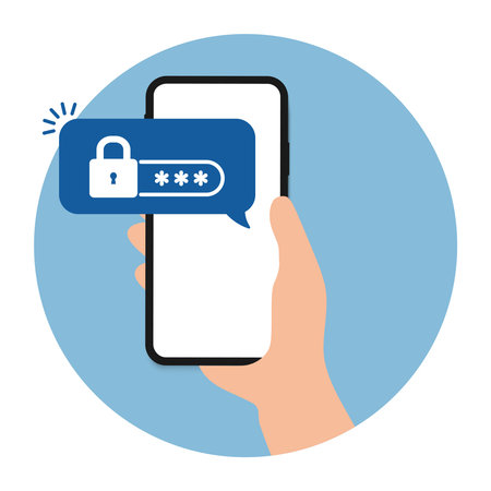 Mobile phone unlocked notification button and password field notice vector, concept of smartphone security alert, personal access, user authorization, login, protection technology iconのイラスト素材