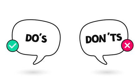 Dos and donts or good and bad icons. Positive and negative symbols. Vector illustrationのイラスト素材
