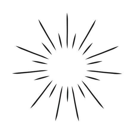 Vintage hand drawn sunburst vector illustration. Fireworks black raysのイラスト素材