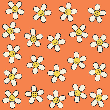 Groovy hippie 70s posters. Funny cartoon flowers. Vector illustration in trendy retro psychedelic cartoon style. Flower power backgroundのイラスト素材
