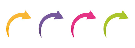 Curved arrow icon vector set. Collection of colorful right direction arrows symbol design. Vector illustrationのイラスト素材