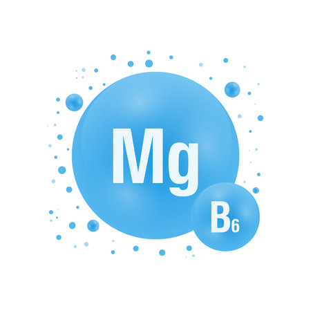 Minerals Magnesium Mg and vitamin B6. Medical healthcare concept. Vector illustrationのイラスト素材