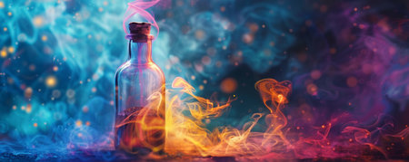 Colorful Smoke Rising From Magic Bottle.の素材