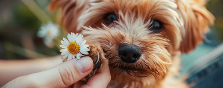 Small Brown Dog Being Petted by Person.の素材
