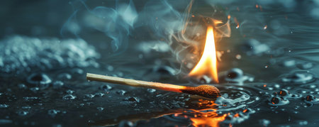 Matchstick Igniting in Water background.の素材