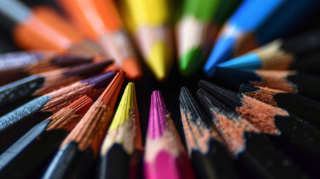 Group of Colored Pencils Arranged in a Circle.の素材