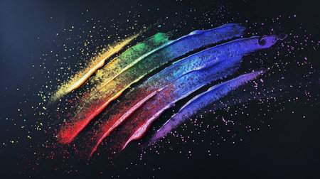 Colorful Paint Splatters on Black Background.の素材