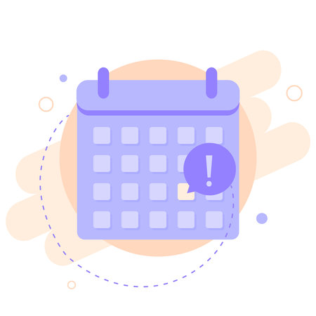 Calendar flat icon with exclamation mark. Important date or event. Vector illustrationのイラスト素材