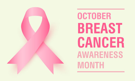 Realistic pink ribbon, breast cancer awareness symbol, vector illustrationのイラスト素材