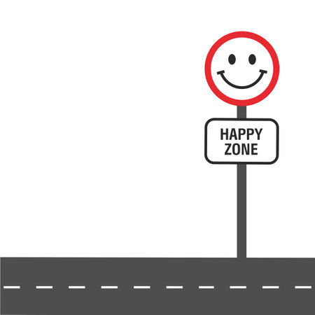 Smile road sign. Happy zone. Vector illustrationのイラスト素材