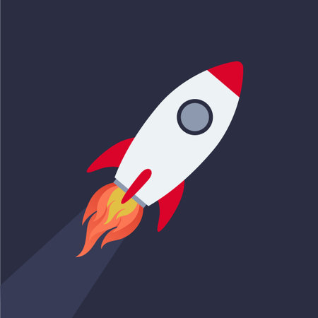 Space rocket launch. Rocket space ship take off. Concept of business product on a market. Vector...