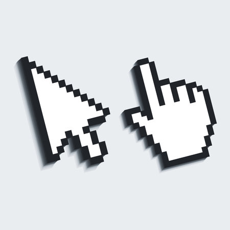 Pixelated Hand And Mouse Cursor. Vector illustrationのイラスト素材
