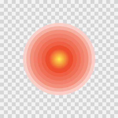 Pain concentration icon. Red trasparent circles, symbol of pain concentration for medical painkiller drugs, headache, muscle and stomach ache designation. Vector illustrationのイラスト素材