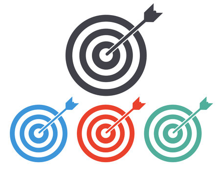 Target icon set - simple flat design isolated on white background, vectorのイラスト素材