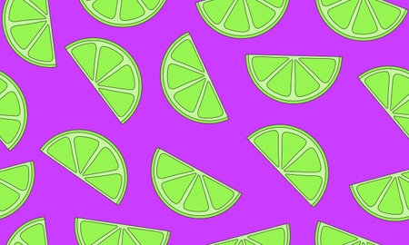Seamless lime slice pattern illustration. summer background