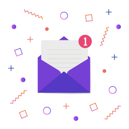 New message icon with notification. Envelope pointer with incoming message. Social media chat communication. New email. Vector illustrationのイラスト素材