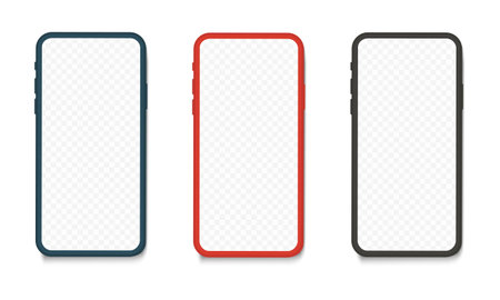 Smartphone mockup red black green colors for easy place demo on mobile screen. Vector illustration object for technology communication and applicationsのイラスト素材