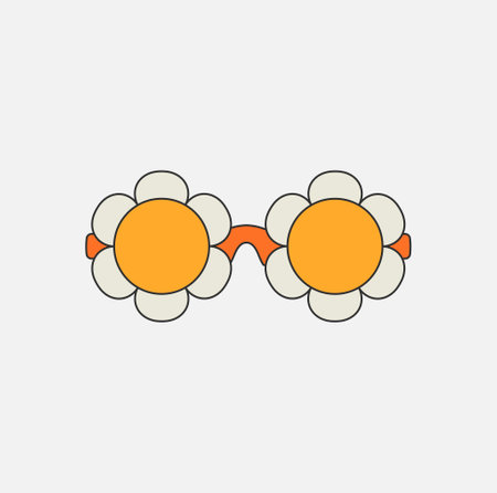 Orange daisy-shaped sunglasses with white petalsのイラスト素材