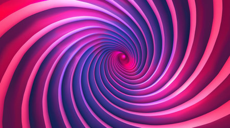 Spiral vortex of pink and purple neon lights, abstract background.の素材