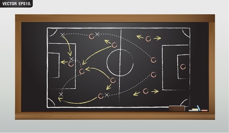 writing a soccer game strategy on a blackboard  Vector template のイラスト素材