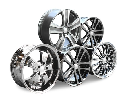 steel alloy car disks over the white background steel alloy car disks over the white background