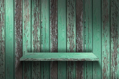 Empty wood shelf  grunge industrial interior Uneven diffuse lighting version  Design component の写真素材