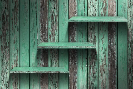 Empty wood shelf  grunge industrial interior Uneven diffuse lighting version  Design component の写真素材