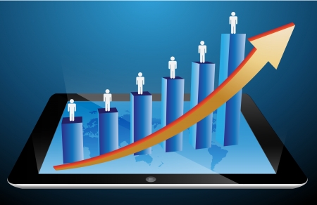 graph growth business concept on tablet PC のイラスト素材