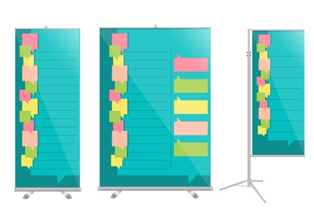 roll up banner stand, with roll up banner and business Speech Bubble identity background ready for use  のイラスト素材