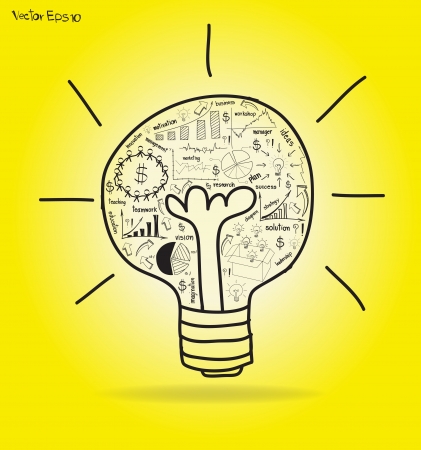 Vector Light bulb with drawing business strategy plan concept ideaのイラスト素材