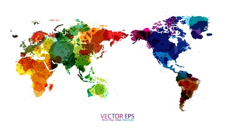 World Map Watercolor, Vector illustrationのイラスト素材