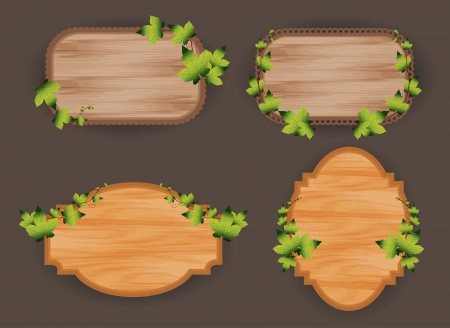 Set vector Wooden labels のイラスト素材