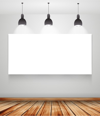 poster in room with ceiling lamp のイラスト素材