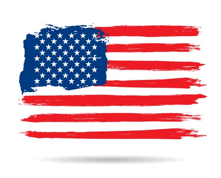 Grunge brush stroke watercolor of American flag, Vector illustration のイラスト素材