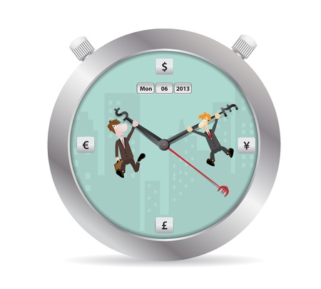 Time is money concept with businessman cartoon character, illustration  のイラスト素材